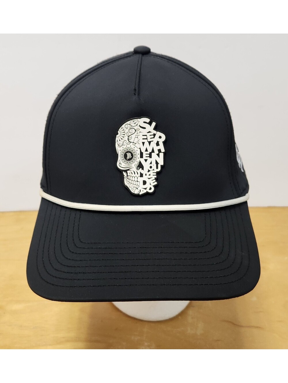 Branded Bills Sleep When You're Dead Skull Performance Rope Hat Snapback Black